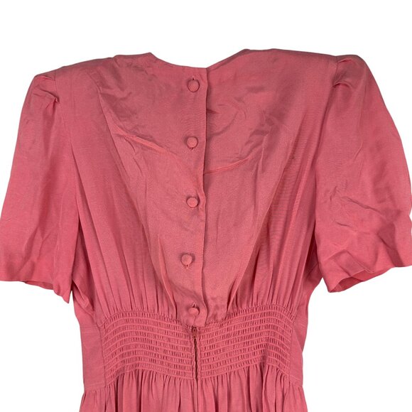 Karin Stevens Vintage Pink Dress Lace Collar Pleated Skirt Short Sleeve Size 12 - Picture 8 of 13